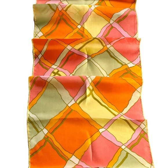 Vintage Elsa Schiaparelli Silk Scarf – Abstract Plaid - Picture 2 of 13